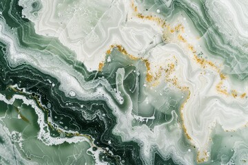 Abstract Green Marble Texture with White and Gold Veins