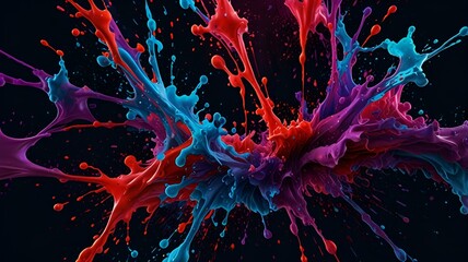 Obraz premium Fiery color splashes of ink create a hot, vibrant art explosion