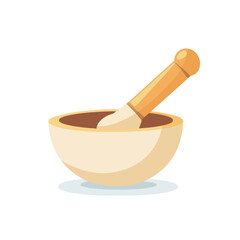 Very Simple flat 2D icon mortar and pestle isolated on a white background, vector, flat design, vector, flat design, animation design, flat 2D icon, minimalist design, vector