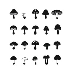 Very Simple flat 2D icon black and white mushroom set isolated on a white background, vector, flat design, vector, flat design, animation design, 2D icon, minimalist design, vector