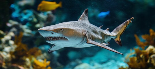 Grey Reef Shark Underwater, Wildlife Jaws Sea Life Marine Predator Fish Animal Ocean