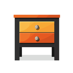 Very Simple flat 2D icon nightstand isolated on a white background, vector, flat design, vector, flat design, animation design, flat 2D icon, minimalist design, vector