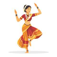 Very Simple flat 2D icon odissi dance isolated on a white background, vector, flat design, vector, flat design, animation design, flat 2D icon, minimalist design, vector