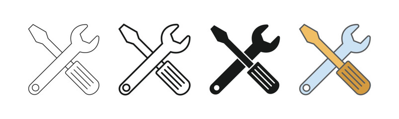 set of screwdriver equipment icon vector flat design
