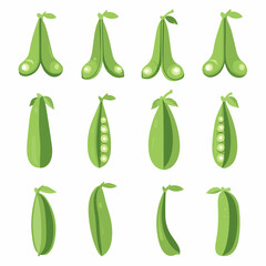 Very Simple flat 2D icon peas seed set isolated on a white background, vector, flat design, vector, flat design, animation design, flat 2D icon, minimalist design, vector