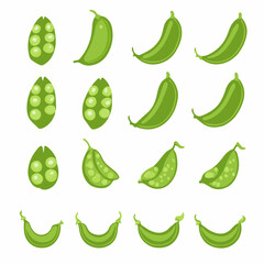 Very Simple flat 2D icon peas seed set isolated on a white background, vector, flat design, vector, flat design, animation design, flat 2D icon, minimalist design, vector