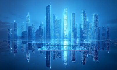 Futuristic Cityscape: A Digital Metropolis Reflecting Innovation and Progress