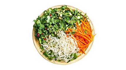 Fresh and vibrant plate of colorful chinese noodle salad overflowing with fresh vegetables and flavorful ingredients