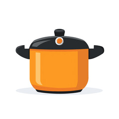 Very Simple flat 2D icon orange pressure cooker isolated on a white background, vector, flat design, vector, flat design, animation design, flat 2D icon, minimalist design, vector