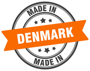 Made in Denmark round sign. Made in Denmark stamp.