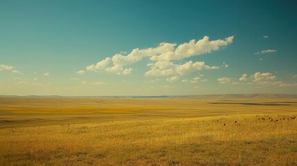 Obraz premium Serene Golden Prairie Under a Summer Sky