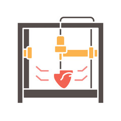 3d organ printing flat color icon.