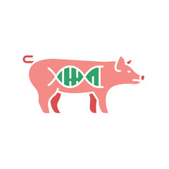 Genetically modified pig color flat icon.