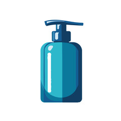 Very Simple flat 2D icon blue soap dispenser pump bottle isolated on a white background, vector, flat design, vector, flat design, animation design, flat 2D icon, minimalist design, vector