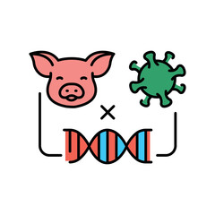Porcine retroviruses black line icon.