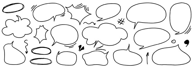 Fototapeta premium Speech bubble scribble with texture crayon and chalk. Squiggle, scratch doodle kid speech bubble. Crayon scratch texture shape children kid naive. Vector illustration