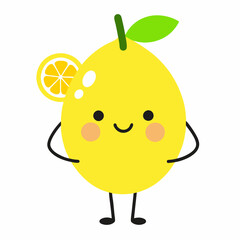 Funny yellow pear vector on white background.