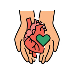 Donor organ black line icon.