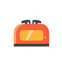 Very Simple flat 2D icon red yellow toaster isolated on a white background, vector, flat design, vector, flat design, animation design, flat 2D icon, minimalist design, vector