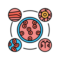 Induced pluripotent stem cells color flat icon.