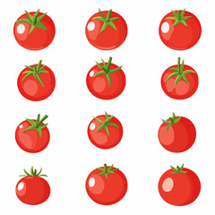 Very Simple flat 2D icon tomato isolated on a white background, vector, flat design, vector, flat design, animation design, flat 2D icon, minimalist design, vector
