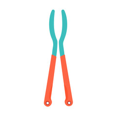 A Simple flat 2D icon tongs isolated on a white background, vector, flat design, vector, flat design, animation design, flat 2D icon, minimalist design, vector