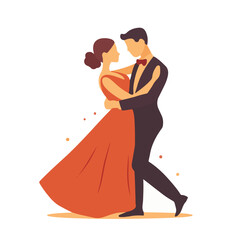 Very Simple flat 2D icon red and black waltz dance set isolated on a white background, vector, flat design, vector, flat design, animation design, flat 2D icon, minimalist design, vector