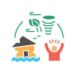 Resilience to climate disasters color flat icon.