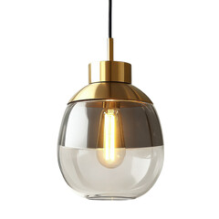 Modern Glass Pendant Light Fixture on transparent background.