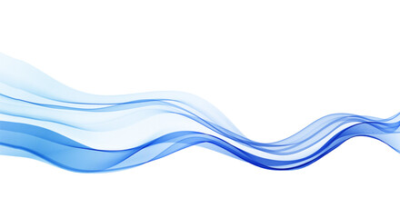 Soft Blue Smoke Gradient Transparent Wave Background. Colorful Flowing Wavy Lines isolated on white background.