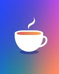 Stylish cup of hot beverage with steam. food and drink, icon