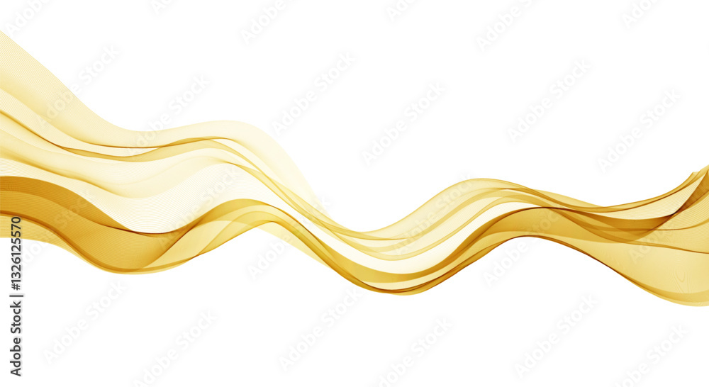 Poster soft gold smoke gradient transparent wave background. colorful flowing wavy lines isolated on white 
