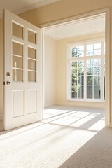 Fototapeta premium Empty room with white walls and a large window