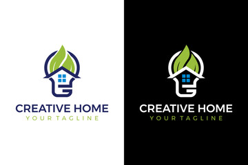 Creative Green House and Light Bulb Logo Design Template. This logo is suitable for businesses related to environmental care.