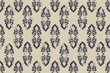 Carpet ikat floral pattern,fabric pattern on navy blue background vector illustration.Ikat ethnic oriental embroidery.Aztec style,abstract background.design for texture,clothing,decoration,carpet,rug.