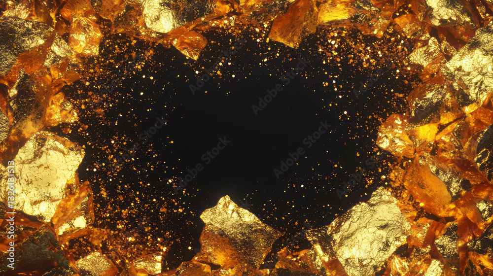 Poster luxurious golden frame border with shimmering gold texture for elegant design