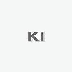 Obraz premium Letter KI logo sticker isolated on gray background