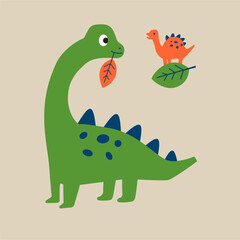 dino and son cartoon hand drawn illustration 