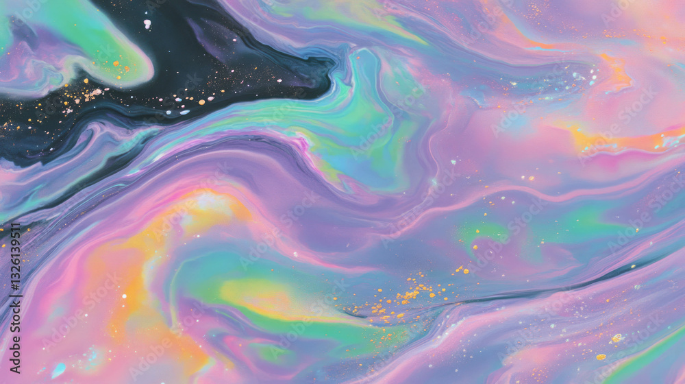 Poster mesmerizing aurora borealis color chaos in abstract swirls