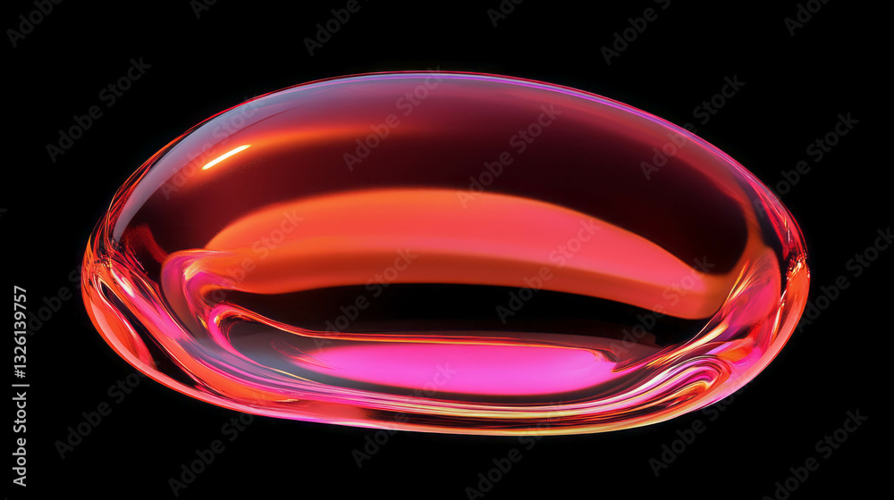 Poster Floating iridescent glass orb with low angle macro view