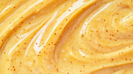 Close up texture of creamy honey mustard sauce with spices