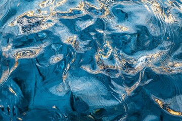 Fototapeta premium Glacial Ice Melt, Blue Water Texture, Abstract Background
