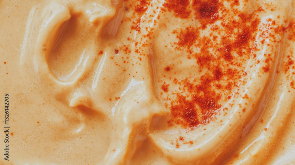Poster close-up texture of remoulade sauce with cajun spice blending for culinary design