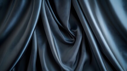 Obraz premium 23. A soft, shiny dark grey silk satin fabric curtain elegantly draped for a refined and romantic birthday celebration