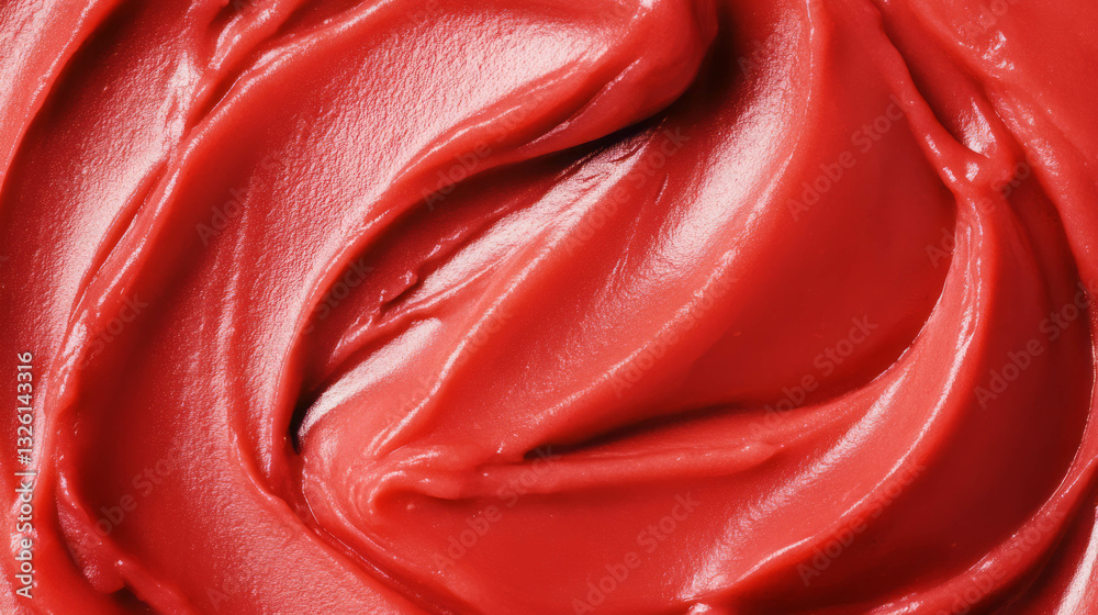 Aufkleber close up of tomato paste texture exhibiting chaotic swirl pattern for culinary design