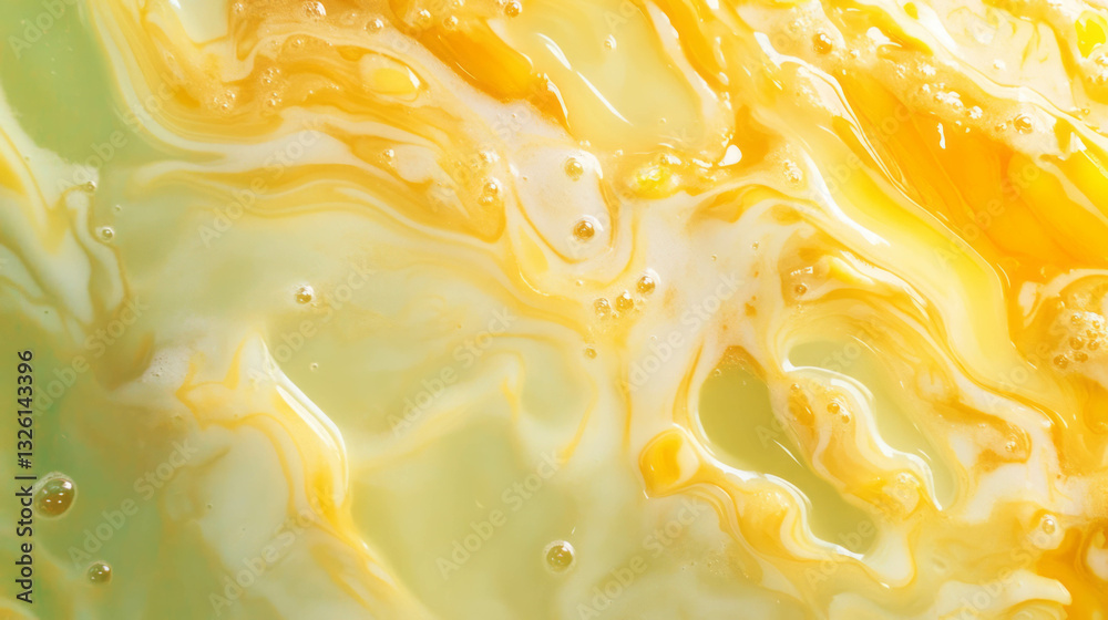 Poster vivid close up of vinaigrette texture showcasing swirls and acidity for culinary art and design