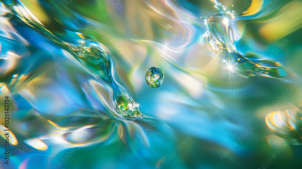Poster abstract motion of sparkling water droplets for design and background