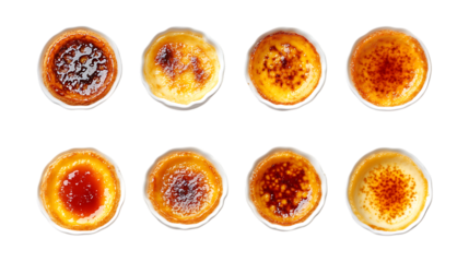 Pack Crème Brulee Set Against Transparent Background for Dessert Branding, Pastry Advertisements, or Fine Dining Menu Design