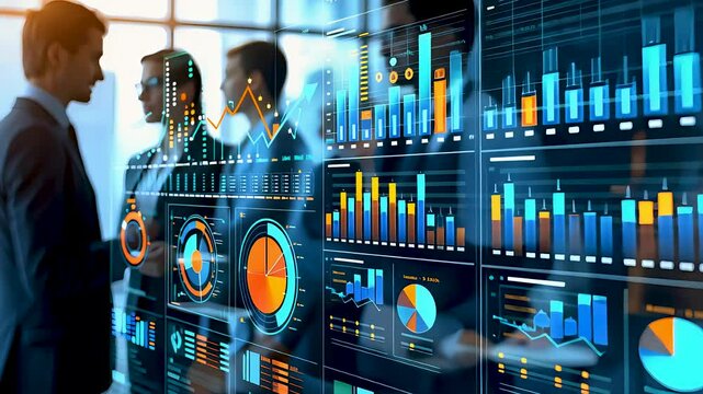 Business professionals analyzing financial data and stock market trends on a high-tech digital trading platform

 - Powered by Adobe
