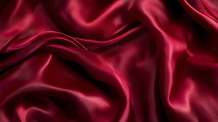 Obraz premium 27. A soft, ruffled burgundy red silk satin curtain, shimmering with a luxurious sheen, perfect for a romantic celebration or festival